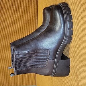 Steve Madden Brown Leather Chunky Platform Ankle Boots Women's 8